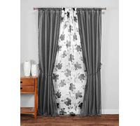 Duck River Textile Rory Floral Window Curtain, 38x84, Grey