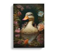 Duck Rococo Art Canvas Print | Gallery Wrapped 30mm Frame Wall Art | 30x20 inches | Ready to Hang | Contemporary Bird Picture | Living Room Bedroom Lounge Office