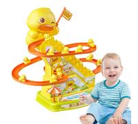 Duck Roller Coaster Toy - 27.5x23x14.5cm ABS Interactive Climbing Stair Playset, Sound Lighting Music Design, Durable Child Safe Structure | Educational Cognitive Development Toy For Kids Fam