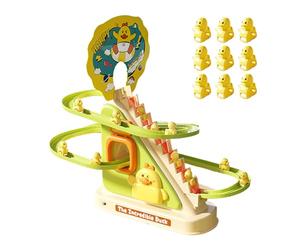 Duck Roller Coaster Toy - Electric Stair Climbing Duck Toy Set with 9 Ducks, LED Lights and Music, Fun Playset Slide, Safe ABS Material Children Boys and Girls | for Indoor Play Home