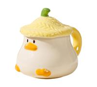 Duck Shaped Mug - Adorable Ceramic Coffee Mug with Removable Hat Lid Hand Painted 14oz Animal Drinkware | Funny Novelty Gift for Women Men Friends Collectors Whimsical