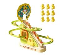 Duck-Shaped Roller Coaster Toy - Electric Stair Set, 9 Flashing LED Ducks, Music Button, Automatic Stair Rail System, Durable Construction Safe