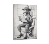 Duck Sitting on The Toilet Reading A Newspaper_ Funny Bathroom Humor_ Wall Decor_ Funny Animal Print_ Home S_ Ai Prints-1_2 Poster Decorative Painting Canvas Wall Posters And Art Picture Print Modern