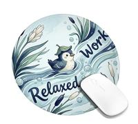 Duck Small Mouse Pad, Fanciful Nature Water Plants None Blue Round Rubber Smooth Aesthetic Mousepads Accessories for Office Home Computer Laptop Round 8x8 Inch