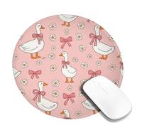 Duck Small Mouse Pad, Playful Fanciful Bow Chrysanthemum Spring Peach Round Rubber Smooth Aesthetic Mousepads for Desk Idea for Home Office Desk Laptop Gamers Gift Round 8x8 Inch