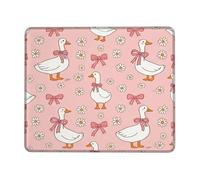 Duck Small Mouse Pad, Playful Fanciful Bow Chrysanthemum Spring Peach Square Rubber Smooth Aesthetic Desk Mousepads Decor for Home Office Work Gaming Desk Square 8x10 Inch