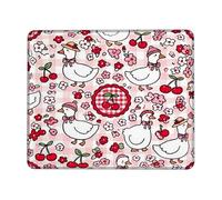 Duck Small Mouse Pad, Spring Playful Cherries Flower Spring Peach Square Rubber Smooth Aesthetic Mousepads for Desk Decor for Home Office Work Gaming Desk Square 8x10 Inch