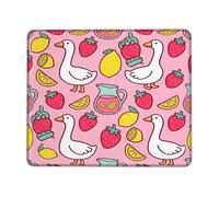 Duck Small Mouse Pad, Summer Playful Strawberry Lemon Summer Peach Square Rubber Smooth Portable Mini Desk Mousepad Desk Accessories for Gaming Computer Laptop Square 8x10 Inch