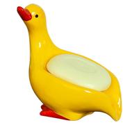 Duck Soap Tray - Ceramic Animal Holder, Stable Sponge Dish | Funny Non-Skid Soap Stand, Cute Organizer for Bathroom Decor, Washbasin, Bathtub, Kitchen Countertop, Sink Shelf, Home Vanity Use
