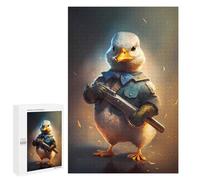 Duck Soldier with Gun: Relaxing Home Activity, 1000 PCS Decorative Wooden Puzzle - to Assemble, Frame And Display