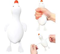 Duck Squishy Stress Ball, Dough Ball Sensory Fidget Toys for Kids and Adults - Cute Animal Squish Squeeze Ball, Pull and Stretch, Stress Relief Balls for Anxiety, Anger, Autism, ADHD (White)