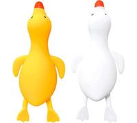 Duck Squishy Stress Ball, Dough Ball Sensory Fidget Toys for Kids and Adults - Cute Animal Squish Squeeze Ball, Pull and Stretch, Stress Relief Balls for Anxiety, Anger, Autism, ADHD (White+Yellow)