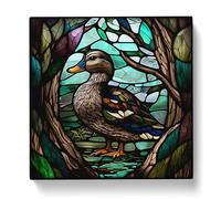 Duck Stained Glass Effect Canvas Print for Living Room Bedroom Home Office Décor, Wall Art Picture Ready to Hang, 20x20 Inch (50x50 cm)