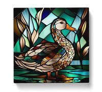Duck Stained Glass Effect No.1 Canvas Print for Living Room Bedroom Home Office Décor, Wall Art Picture Ready to Hang, 20x20 Inch (50x50 cm)