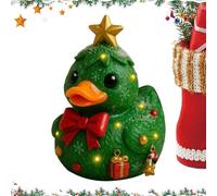 Duck Statue - Gingerbread Tiny Christmas Ducks | Cute Tree and Candy Cane Pattern Animal Decor for Table Party Bedside Workplace Fireplace Car Interior Counter Home Nursery