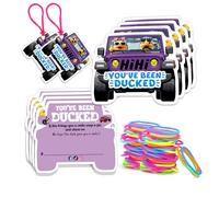 Duck Tags, You've Been Ducked Card, DCUK Duck Tags, 50 Set Duck Ducking Game Card, Duck Tags with Hole and Rubber Bands, SUV Car Design (Duck Tags-Purple)
