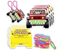 Duck Tags, You've Been Ducked Card, DCUK Duck Tags, 50 Set Duck Ducking Game Card, Duck Tags with Hole and Rubber Bands, SUV Car Design (Duck Tags-Red)
