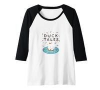 Duck Tales: Whimsical Pond Adventure for Nature Lovers Raglan Baseball Tee, Women, Black/White, L