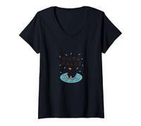 Duck Tales: Whimsical Pond Adventure for Nature Lovers V-Neck T-Shirt, Women, Black, XXL