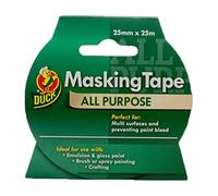 Duck Tape All Purpose Masking Tape 25mm x 25m, indoor painting and decorating for multi surfaces prevent paint bleed
