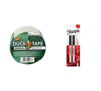 Duck Tape Original Clear, 50mm x 25m, Improved Formula High Strength Waterproof Gaffer and Duct Adhesive Cloth Repair Tape Bundle with Sharpie Permanent Markers | Ultra-Fine Point | Black | 2 Count