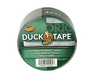 Duck Tape Original Silver Duct Tape, 50mm x 25m Heavy Duty, Waterproof Gaffer, Gaffa Sticky Tape, Strong Adhesive Cloth Repair Tape, Suitable for Packing boxes, Moving House, Parcels or Packaging