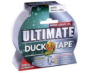 Duck Tape Ultimate Cloth Tape White 50mm x 25m. The ultimate high strength waterproof gaffer and duct adhesive cloth repair tape