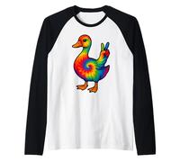 Duck Tie Dye Peace Sign Hippie Funny Duck Animal Lovers Raglan Baseball Tee