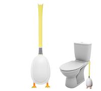 Duck Toilet Brush, 39.5cm/15.5inch Silicone Duck Toilet Brush and Holder, 4 in 2 Toilet Cleaning Brushes, No-Drill Wall Mounted Toilet Cleaning Tool for Bathrooms Hotel (White)