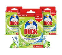 Duck Toilet Cleaning Discs, 5-in-1 Odour Eliminator & Rim Block for Limescale & Germs, Lime, 72ml
