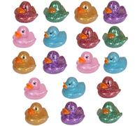 Duck Toys, 18 Pack Glitter Squeeze Ducks for Sensory Play, Stress Relief and Bath Time Fun, Assorted Colors Including Blue, Red, Purple, Gold, Green, Pink, Made of Durable Enamel Rubber