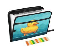 Duck Walking Green Accordion File Organizer Portable Expanding File Folder with Safe Zipper & Colorful Labels for Important Document Storage A4 Papers Receipt Letter