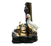 Duck Water Fountain Statue with Solar Light, Backyard Decking Décor Featuring Animal Family Sculpture, Resin Water Feature with Bubbling Design for