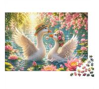 Duck Water Lily Jigsaw Puzzle 500 Pieces for Adults | 52x38cm Thick Paperboard, HD Printing, Laser Cut Smooth Interlock, Clean Edges, No Gaps, Living Room Decor
