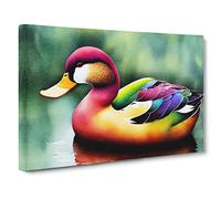 Duck Watercolour Vol.1 Canvas Print | Gallery Wrapped 30mm Frame Wall Art | 30x20 inches | Ready to Hang | Contemporary Bird Picture | Living Room Bedroom Lounge Office