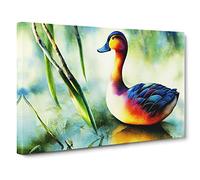 Duck Watercolour Vol.3 Canvas Print | Gallery Wrapped 30mm Frame Wall Art | 30x20 inches | Ready to Hang | Contemporary Bird Picture | Living Room Bedroom Lounge Office