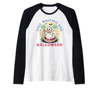 Duck Wearing Mask Eating Popsicle Funny Halloween Raglan Baseball Tee