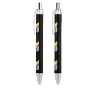 Duck with Mermaid Tail Novelty Ballpoint Pen Printed Retractable Black Round Barrel Fine Point Pens 0.5mm 1/2/4 Pcs