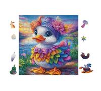 Duck with Rainbow Feathers 100 Piece Count Premium Jigsaw Puzzle For Adults Teens 14+ Concentration Training Indoor Game Family Game Night Creativity Gift Giving 28x28cm