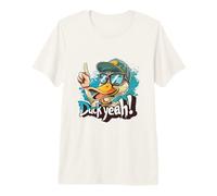 Duck Yeah Thumbs Up Cool Cartoon Duck with Hat Sunglasses Premium T-Shirt