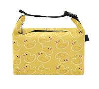 Duck Yellow pattern Buckle Handle Insulated Lunch Bag Leakproof Reusable Lunch Box Large Capacity Cooler Tote for Picnic Office Work