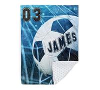 Duckbe Custom Football Blanket - Ball Designs with Customizable Name and Numbers - Soft Plush Flannel Blanket with Double Layer Dotted Back for Baby Toddler Kids Teens Boys