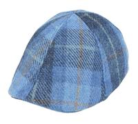 Duckbill Flat Cap 100% Wool Six Panel Check Tweed Newsboy Hat Blue - S/M & L/XL (UK, Alpha, S, M, Blue)