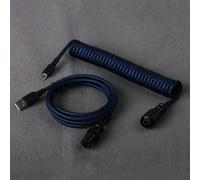 DucKey Double-Sleeved Detachable Aviator Connector USB-C Coiled Cable For Custom Gaming Mechanical Keyboards (Color : Dark Blue black)