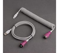 DucKey Double-Sleeved Detachable Aviator Connector USB-C Coiled Cable For Custom Gaming Mechanical Keyboards (Color : Grey rose)