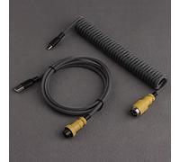 DucKey Double-Sleeved Detachable Aviator Connector USB-C Coiled Cable For Custom Gaming Mechanical Keyboards (Color : Grayish yellow)