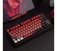 DucKey Evangelion Translucent Keycaps, Mechanical Gaming Keyboard EVA Anime OEM Profile PBT+PC Keycap(EVA-02)