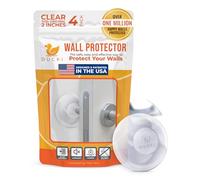 Ducki Door Stop Wall Protector | Self Adhesive Door Knob Wall Protectors from Door Knobs | Rubber Door Stoppers for Wall Damage & Noise | Durable, Shock Absorbent & Discreet | 4 Pack Clear Door Stops