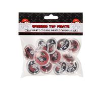 DUCKIEZ 1 pack of 12 Pirate Spinning Tops. 2 different designs chosen at random. Perfect party bag filler or school fete giveaway!