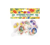 DUCKIEZ 1 pack of 12 Spinning Tops. Multiple designs chosen at random. Perfect party bag filler or school fete giveaway! (Dinosaur, 1, Count)
